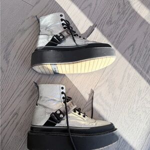 Diesel platform silver boots size 9/ EUR 40